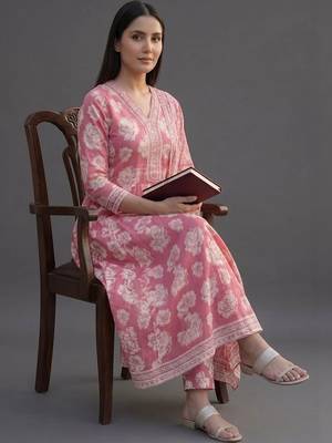 formal women printed kurta with trousers with dupatta 7