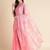 Pink pink & white floral mirror work embroidered organza saree