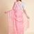 Pink pink & white floral mirror work embroidered organza saree