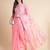 Pink pink & white floral mirror work embroidered organza saree
