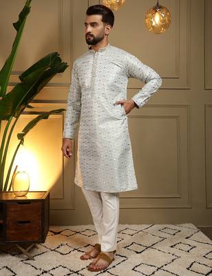 Multi heavy jacquard jacquard work premium designer kurta pajama 2