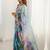 Sea green floral kutchi embroidery silk blend saree