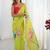 Green floral kutchi embroidery silk blend saree