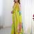 Green floral kutchi embroidery silk blend saree