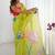 Green floral kutchi embroidery silk blend saree
