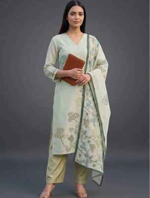 smart women printed kurta with trousers with dupatta 1