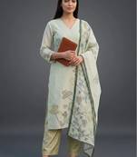 smart women printed kurta with trousers with dupatta