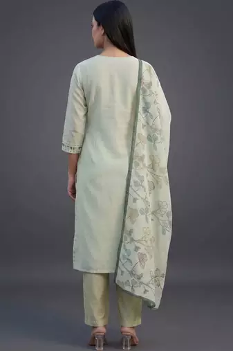 smart women printed kurta with trousers with dupatta