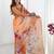 Orange floral kutchi embroidery silk blend saree