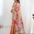 Orange floral kutchi embroidery silk blend saree
