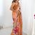 Orange floral kutchi embroidery silk blend saree