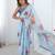blue tie and dye mirror work silk blend designer saree