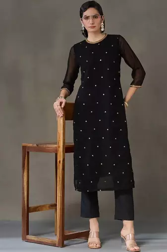workwear women embroidered kurta with trousers