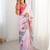 Pink tie and dye mirror work silk blend designer saree