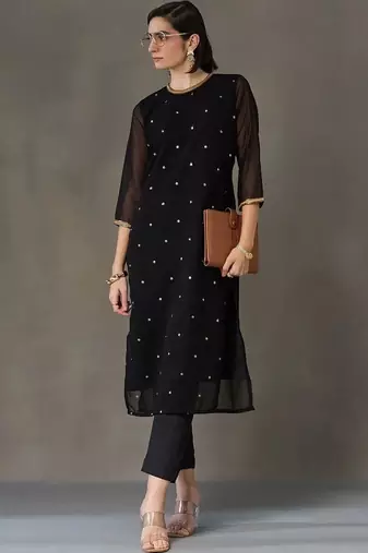 workwear women embroidered kurta with trousers