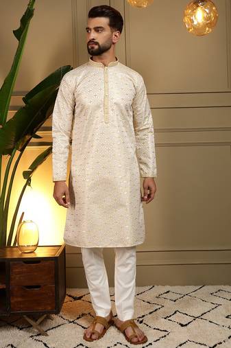 Multi heavy cotton sequence work & printed work premium designer kurta pajama