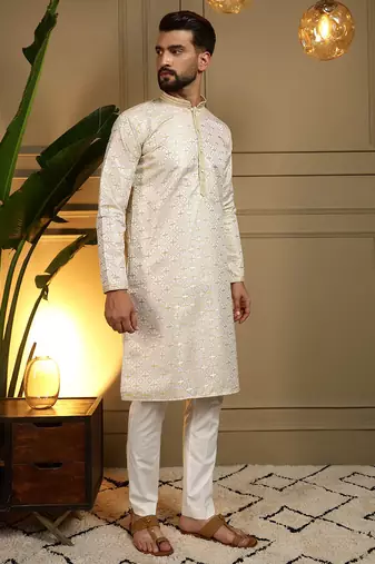 Multi heavy cotton sequence work & printed work premium designer kurta pajama