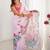 Pink tie and dye mirror work silk blend designer saree