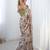 Beige floral kutchi embroidery silk blend saree