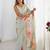 White floral printed kutchi mirror work lace border saree