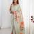 White floral printed kutchi mirror work lace border saree
