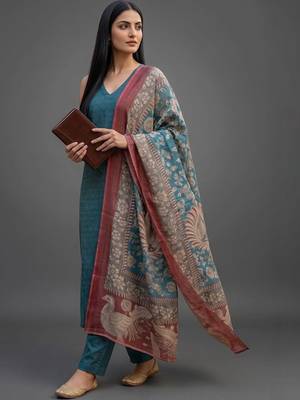 structured women kurta with trousers with dupatta 1