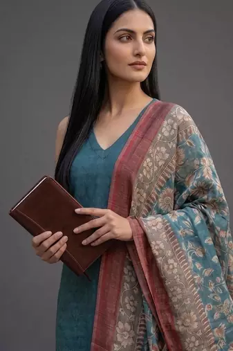 structured women kurta with trousers with dupatta