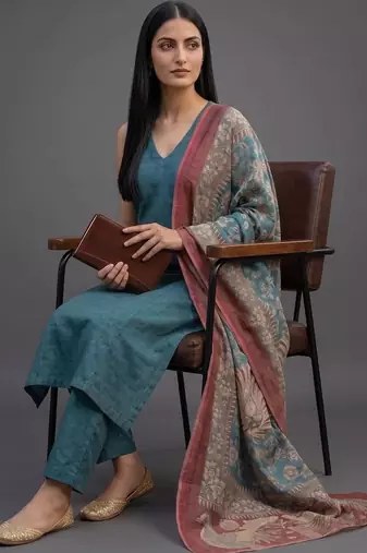 structured women kurta with trousers with dupatta