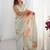 White floral printed kutchi mirror work lace border saree