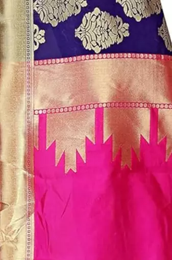Blue woven design zari art silk banarasi saree