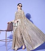 Rose geometric saree with embroidered border