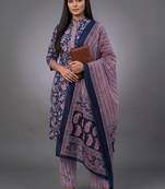 tailored women printed kurta with trousers with dupatta