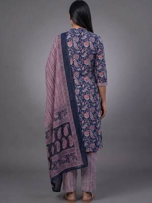 tailored women printed kurta with trousers with dupatta 2