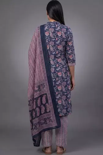 tailored women printed kurta with trousers with dupatta