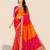 Pink pink & orange embroidered poly georgette bandhani saree