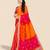 Pink pink & orange embroidered poly georgette bandhani saree