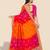 Pink pink & orange embroidered poly georgette bandhani saree