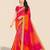 pink bandhani printed & embroidered poly georgette saree