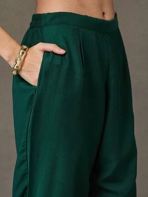 structured women embroidered kurta with trousers 4