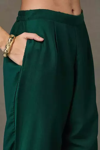 structured women embroidered kurta with trousers