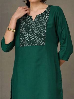 structured women embroidered kurta with trousers 5