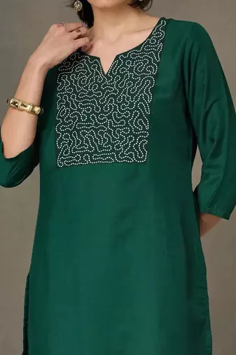 structured women embroidered kurta with trousers