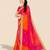 pink bandhani printed & embroidered poly georgette saree