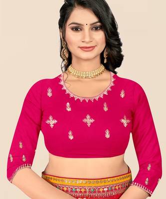 pink bandhani printed & embroidered poly georgette saree 5