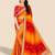 red bandhani printed & embroidered poly georgette saree