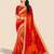 red red & orange printed poly georgette bandhani saree