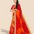 red red & orange printed poly georgette bandhani saree