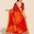 red red & orange printed poly georgette bandhani saree