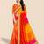 yellow bandhani printed & embroidered poly georgette saree