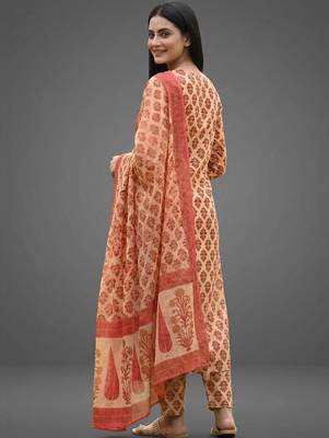 tailored women printed kurta with trousers with dupatta 2